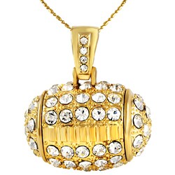 Goldtone Rhinestone Football Necklace