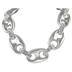 Silverplated Rhinestone Link Chain