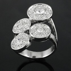 Silvertone Round-cut CZ Circle Design Fashion Ring