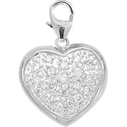 14k White Gold 1/10ct TDW Diamond Heart Charm