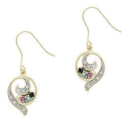 Glitzy Rocks Sterling Silver 18k Gold and Gemstone Swirl Earrings