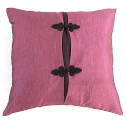 Silky Oriental Button Light Violet Cushion Cover