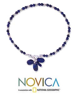 Sterling Silver Lapis Lazuli 'Knowledge' Anklet (India)