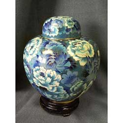 Floral Swirl Blue Cloisonne Keepsake Urn