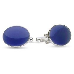 Sterling Silver Blue Enamel Cuff Links