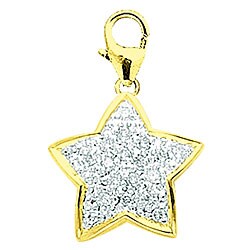 14k Yellow Gold Diamond Star Charm