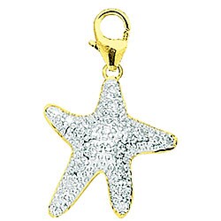 14k Gold 1/10ct TDW Diamond Starfish Charm