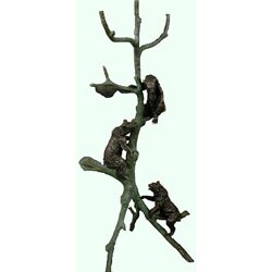 Bronze Bears on a Tree Sculpture