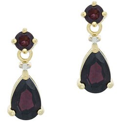 Glitzy Rocks 18k Gold Overlay 3 4/5ct TGW Garnet Teardrop Earrings
