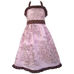 AnnLoren Girl's Boutique Pink Toile Halter Dress