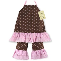 JoJo Infant Girl's 2-piece Pink/ Brown Polka Dot Pants Set
