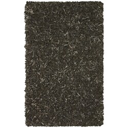 Handmade Black Leather Shag Rug (4' x 6')