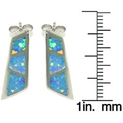 Sterling Silver Created Opal Geometric Earrings