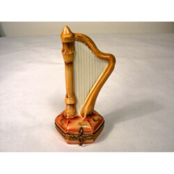 Limoges Hand-painted Harp Keepsake Box