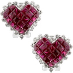 14k Gold Ruby and 1/2ct TDW Diamond Earrings (I-J, I1)