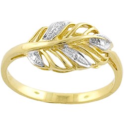 10k Two-tone Gold Frosted Leaf Ring