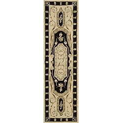 Hand-tufted Transitional Black Wool Rug (2' x 7'6)