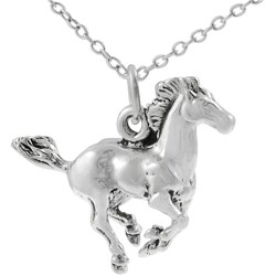 Sterling Silver Running Horse Necklace
