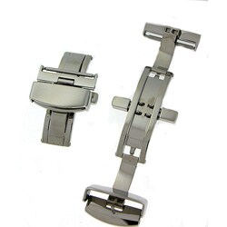 18 mm Silvertone Dual Deployment Butterfly Clasp
