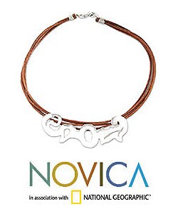 Sterling Silver 'Secret Message' Leather Choker (Peru)