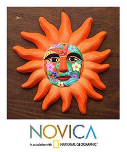 Ceramic 'Orange Sun' Mask (Mexico)