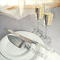 25th Wedding Anniversary Flutes and Cake Server Set