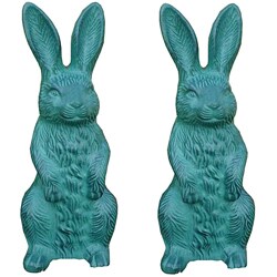 Cast Aluminum Garden Bunny Statues (Set of 2)