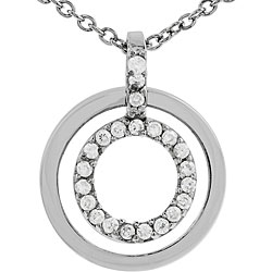 Sterling Silver Cubic Zirconia Circle Necklace