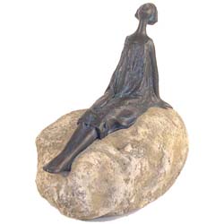 Girl Leaning Stone Garden Statue