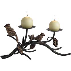 Birds and Leaves Double Candle Holder
