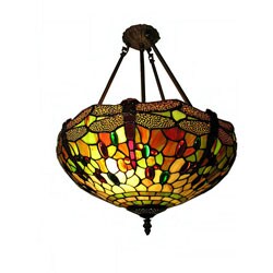 Tiffany-style Dragonfly Sunset Hanging Lamp