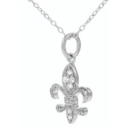 Sterling Silver CZ Fleur de Lis Necklace