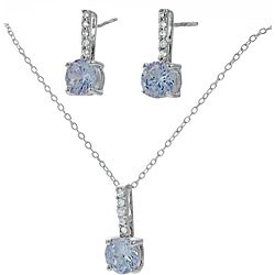 Sterling Silver Lavender CZ Necklace and Earring Set