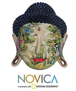 'Delighted Buddha' Decorative Wood Mask (Indonesia)