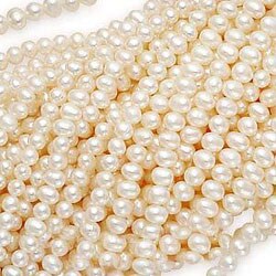Creamy White Cultured FW Potato Pearl 16-inch Strand (3-4 mm)
