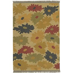 Flat-woven Bloom Wool Rug (8' x 11')