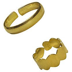 Goldplated Silver Adjustable Toe Rings (Set of 2)