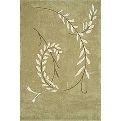 Hand-tufted Light Brown Plume Rug (5' x 7'6)
