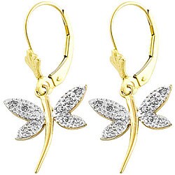 10k Gold 1/10ct TDW Diamond Dragonfly Earrings