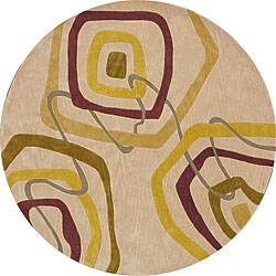 Tufted Ackworth Light Gold Area Rug (7'10 Round)