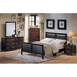 Contemporary Leather 5-piece Queen Bedroom Set