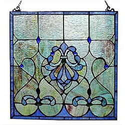Tiffany-style Blue Stained Glass Window Panel