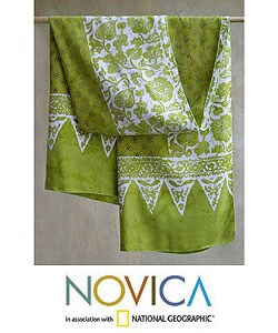 Batik 'Lime Garden' Shawl (Indonesia)