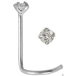 14k White Gold Cubic Zirconia Nose Screw