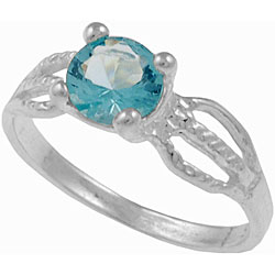 Sterling Silver Aqua Cubic Zirconia Child's Ring