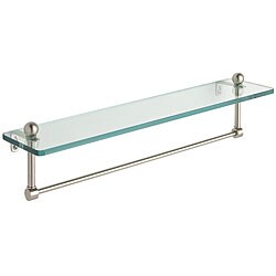 Glass 16-inch Bathroom Shelf with Towel Bar