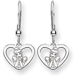Sterling Silver Disney's Cinderella Heart Earrings