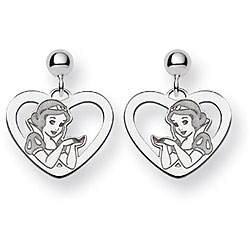 Sterling Silver Disney's Snow White Heart Earrings