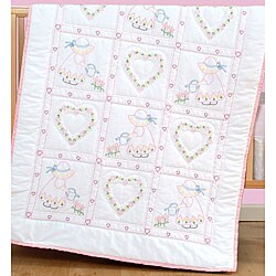 Stamped White Quilt Crib Top