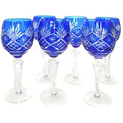 Cut Glass Tinted Goblets (Set of 6)